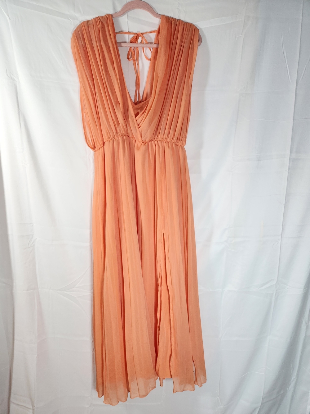 ASOS Sleeveless Coral Midi Dress with Plunging V-Neck